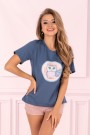 Pižama Pygmy Owl | Mėlyna su rožine-Pižamos moterims-LivCo