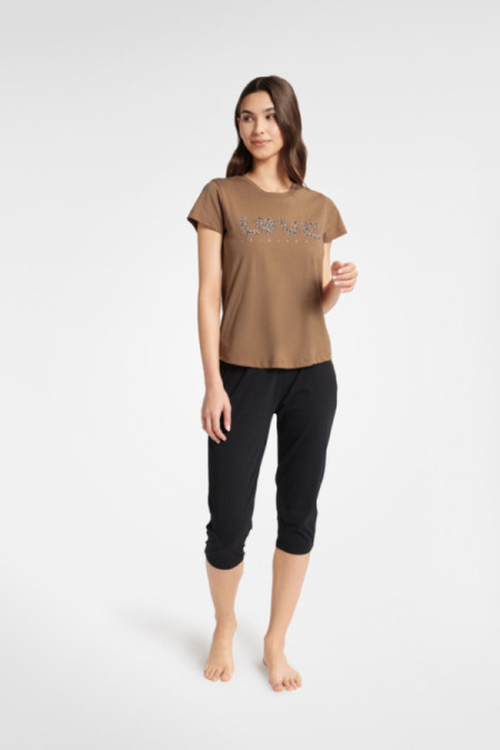 Pižama Boutique 40615-88X Karmelowo-Juoda