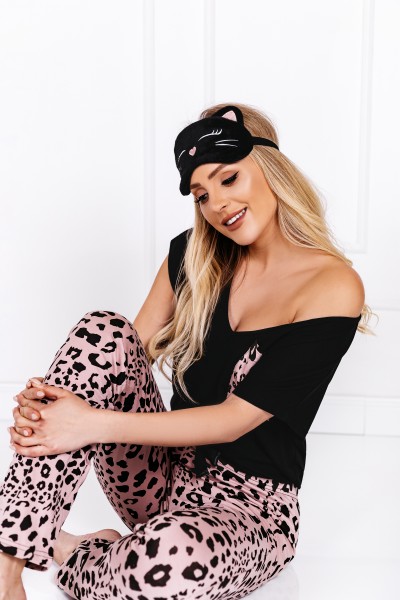 Pižama Cathy Black-Pink-Pižamos moterims-Momenti Per Me