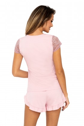 Pižama Celine 1/2 Powder Pink-Pižamos moterims-Donna