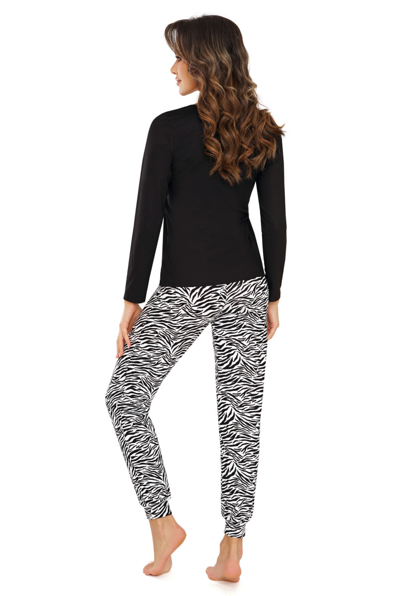 Pižama Zebra Long Black-Pižamos moterims-Donna