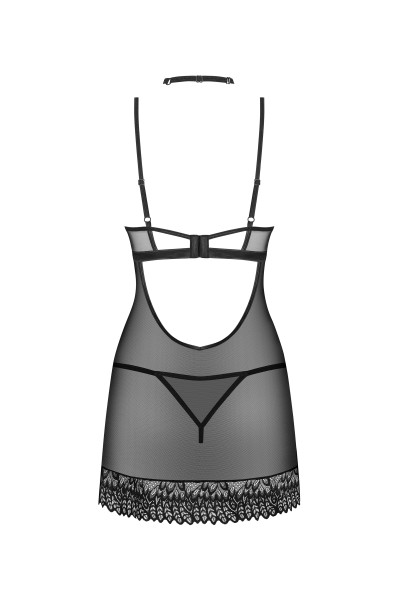 Naktinukai Donarella Chemise + stringi Juoda-Seksualūs