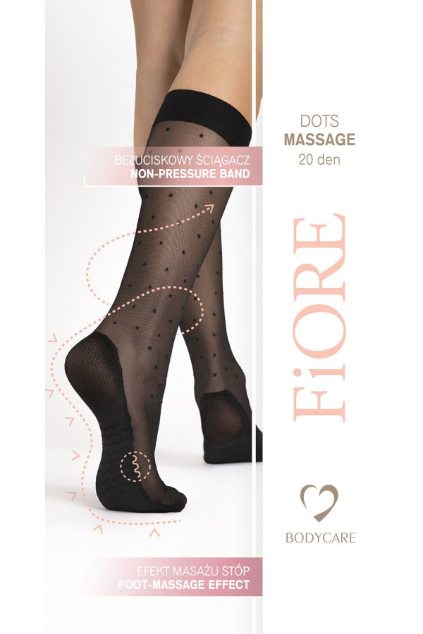 Kojinės iki kelių Dots Massage 20 Den Black Juoda