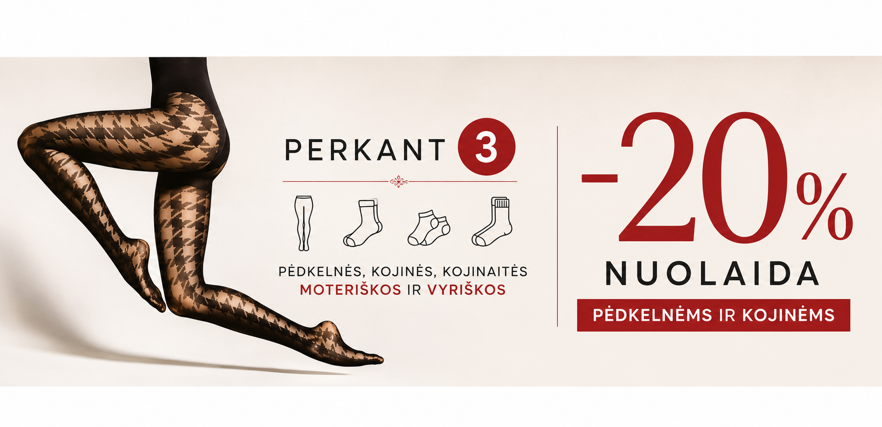 Perkant 3 vnt, vyriškas, moteriškas kojines, pedkelnes taikoma 20% nuolaida